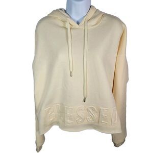 Women's Blessed Cropped Sweater Hoodie Small (Stella Tweed) No Stains or Rips